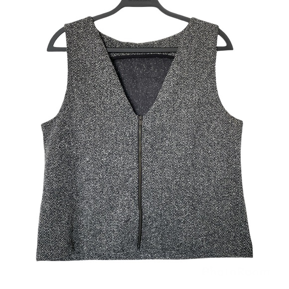 Banana Republic Sequin Herringbone Dark Gray Low Back Zipper Tank Size 12 - Picture 7 of 12